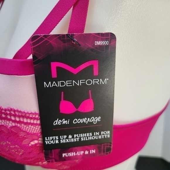 Maidenform 36B Love The Lift Plunging Push-up Bra - #9900 - Hot Pink - NWT - Picture 9 of 12
